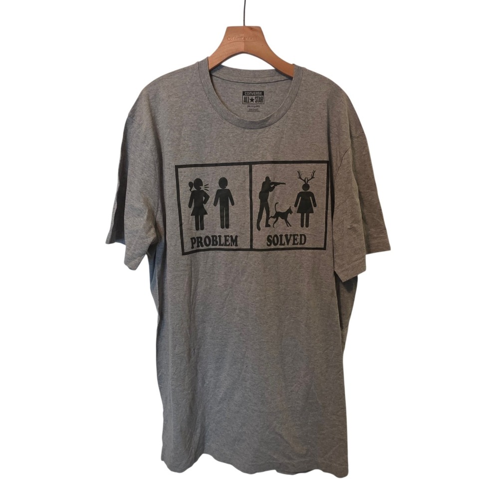 Problem Solved Hunting T-Shirt Man & Annoying Woman Gray Converse All Star 2XL